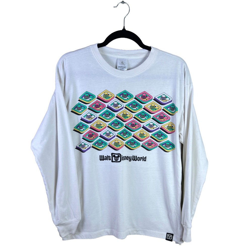 Disney World‎ Graphic Long Sleeve Shirt Unisex XS Mickey Globe Streetwear